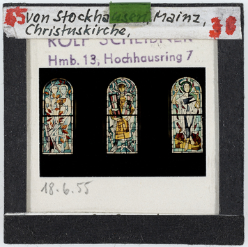 Vorschaubild Mainz: Christuskirche, Glasfenster, von Stockhausen, aufgenommen 18.6.1955 